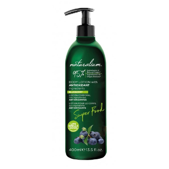 Naturalium Lotion Corporelle Antioxydante aux Myrtilles Super Food - 400 ml, Hydratante, Vegan, sans Silicones ni Parabènes Naturalium Lotion Corporelle Antioxydante aux Myrtilles Super Food - 400 ml, Hydratante, Vegan, sans Silicones ni Parabènes
