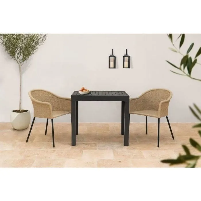 SOLOMA Table de jardin extensible 6 personnes en aluminium - Dimensions 80/160 x 80 x 75 cm