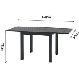 SOLOMA - SOLOMA - Table de jardin extensible pour 6 personnes en aluminium, dimensions réglables 80/160 x 80 x 75 cm