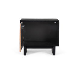 Table de Chevet en Bois de Mango et Sheesam Effet 3D Wengué et Noix - 50 x 56 x 40 cm avec Porte et Montage