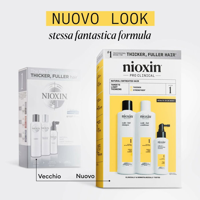 Nioxin Système 1 - Kit de traitement pour cheveux naturels légèrement clairsemés (3 unités)