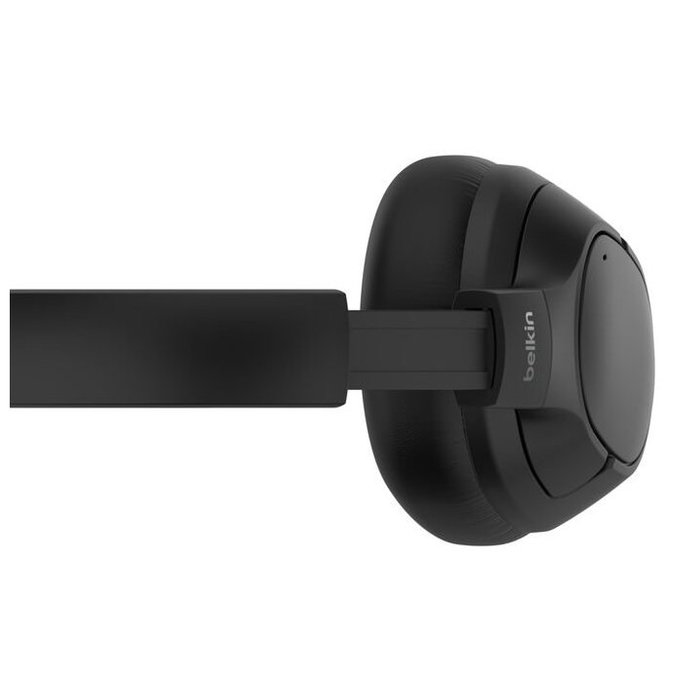 Belkin AUD008HQBK Casque Bluetooth sans fil circumaural avec réduction de bruit hybride, noir - 40mm, USB-C, 3.5mm