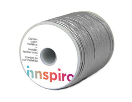 Innspiro Cordon en cuir métallique argenté 1,5 mm, 100 m