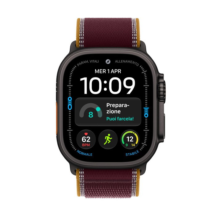 Apple Watch Ultra 4 GPS + Cellular 49 mm Titane Noir avec Boucle Trail Bordeaux M/L