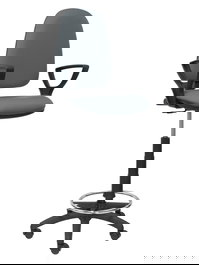 Tabouret Aýna taburete Contact permament de base Tissu Gris Structure polyamide noire Accoudoirs fixes Sans appui-tête Roulettes en nylon 50 mm