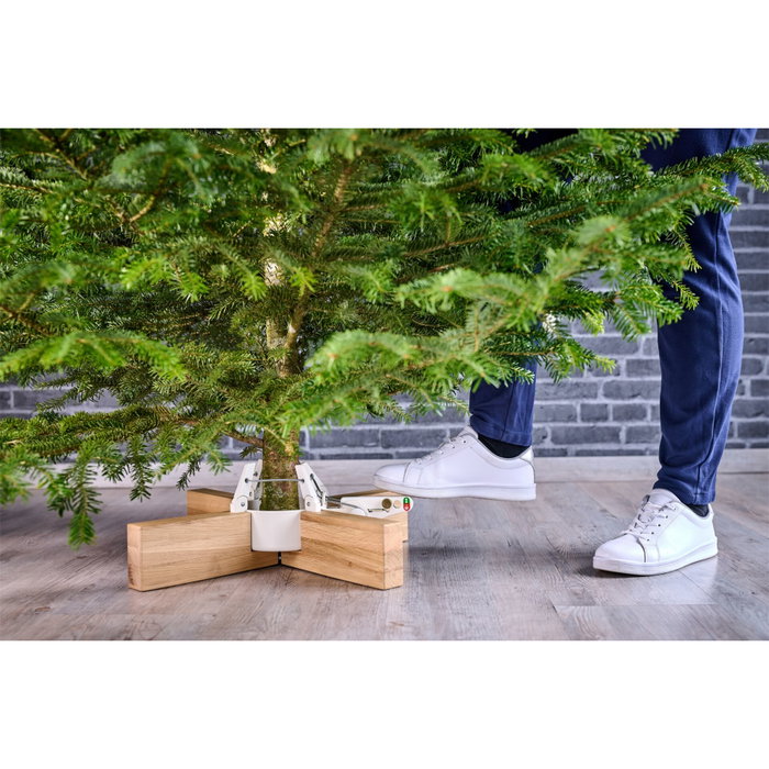 Krinner Kopenhagen White support de sapin de Noël 2,5 m / 12 cm blanc et marron
