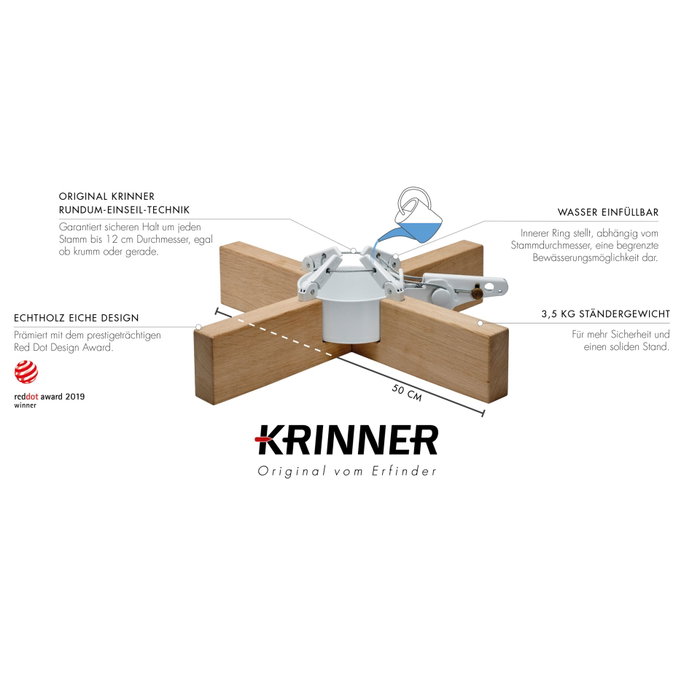 Krinner Kopenhagen White support de sapin de Noël 2,5 m / 12 cm blanc et marron