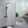 Oceanic - Colonne de douche thermostatique, corps froid avec douchette et pomme haute carrée 30x30 cm orientable en inox, hauteur ajustable 82-127 cm, couleur noir mat