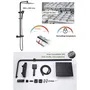 Oceanic - Colonne de douche thermostatique, corps froid avec douchette et pomme haute carrée 30x30 cm orientable en inox, hauteur ajustable 82-127 cm, couleur noir mat