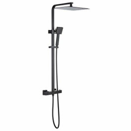Oceanic Colonne de douche avec mitigeur thermostatique et pomme carrée 30x30 cm, Noir mat