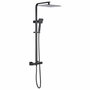 Oceanic Colonne de douche avec mitigeur thermostatique et pomme carrée 30x30 cm, Noir mat