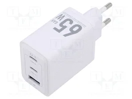 VENTION Chargeur USB GaN 65W Blanc avec ports USB-A et USB-C