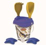 Jouet de plage - Château avec tamis, pelle, râteau et 2 moules - Kit de construction pour sable - Seau 18 cm - Coloris multicolore