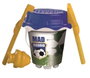 Jouet de plage - Château avec tamis, pelle, râteau et 2 moules - Kit de construction pour sable - Seau 18 cm - Coloris multicolore