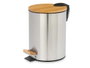 Berilo Corbeille de Bureau en Acier 3L avec Couvercle Bambou Argent et Marron 17x23x23 cm (Set de 6)
