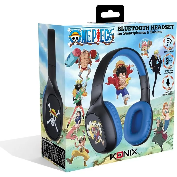 Konix One Piece - Casque audio supra-auriculaire sans fil Bluetooth 5.3, micro, autonomie 30 h, haut-parleurs 40 mm, câble jack 3.5 mm inclus - Pour smartphone et tablette