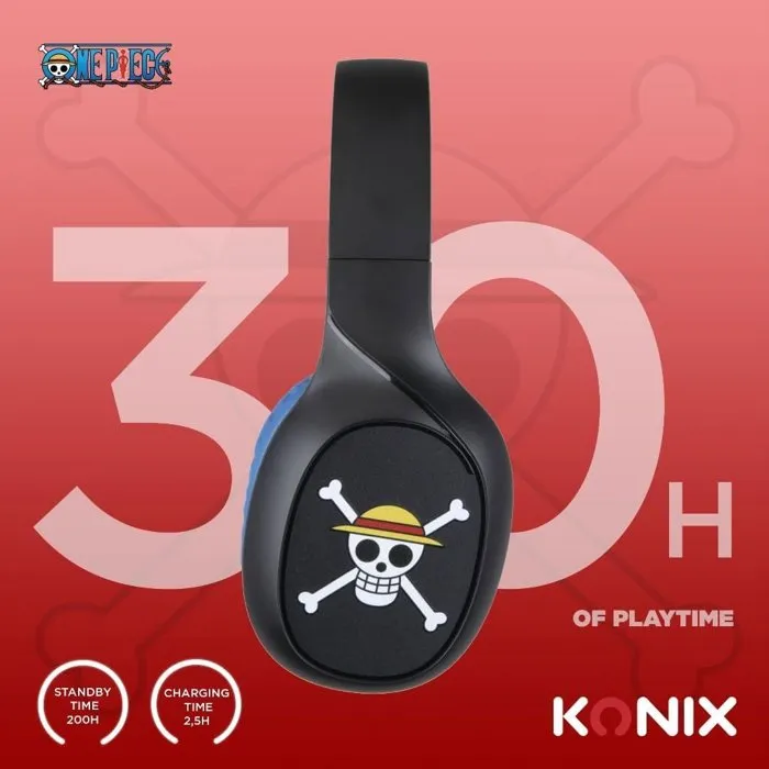 Konix One Piece - Casque audio supra-auriculaire sans fil Bluetooth 5.3, micro, autonomie 30 h, haut-parleurs 40 mm, câble jack 3.5 mm inclus - Pour smartphone et tablette