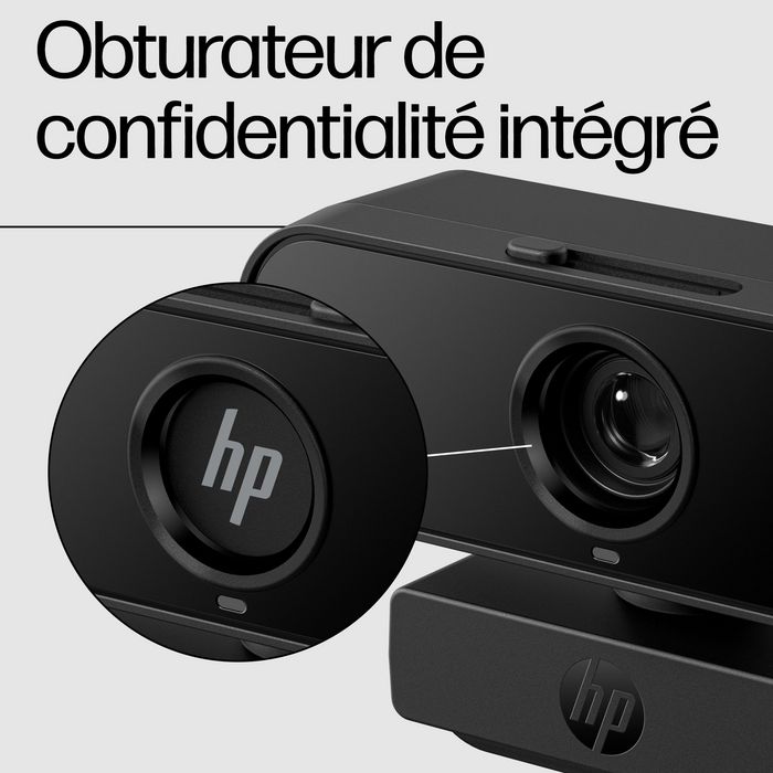 HP Webcam 430 - Caméra Web Full HD avec Champ de Vision 85°, Double Microphone Antibruit, Rotation 360°, Compatible Teams, Zoom, Chromebook