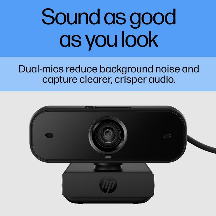 HP Webcam 430 - Caméra Web Full HD avec Champ de Vision 85°, Double Microphone Antibruit, Rotation 360°, Compatible Teams, Zoom, Chromebook