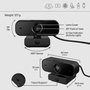 HP Webcam 430 - Caméra Web Full HD avec Champ de Vision 85°, Double Microphone Antibruit, Rotation 360°, Compatible Teams, Zoom, Chromebook