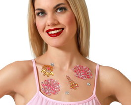 Joyas adhesivas marinas con sol, conchas y coral