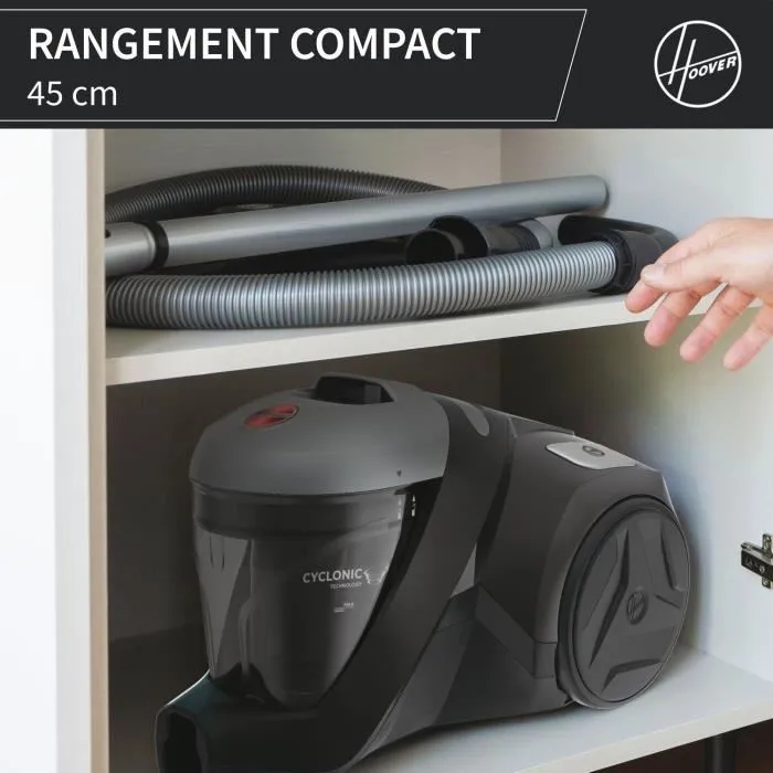 Hoover HP320PET Aspirateur traîneau sans sac 850 W 2 L - Aspirateur cyclonique avec brosse spéciale animaux et allergies