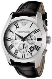 Armani AR0669 avec bracelet en cuir noir et cadran gris