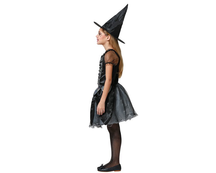 Atosa Déguisement Sorcière aux Potions Magiques Noir et Gris pour Fille