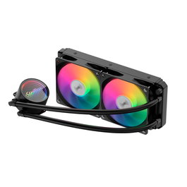 Coolbox Kit Refroidissement Liquide CPU Sans Entretien Double Ventilateur 120mm ARGB Effet Miroir Infini 250W TDP