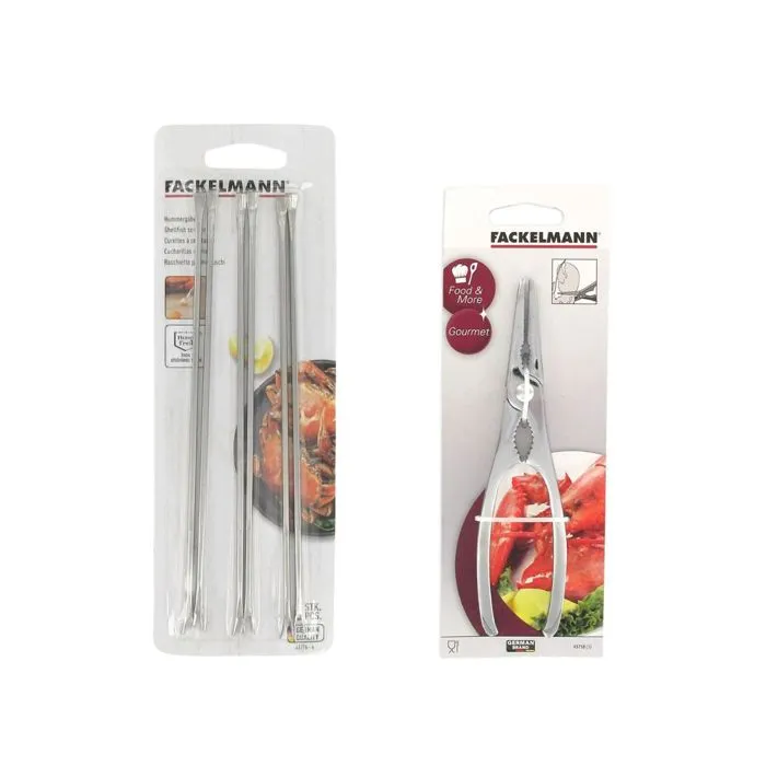 FACKELMANN Ensemble de 2 ustensiles de cuisine pour crabes et homards - Pince à homard et 6 curettes à crustacés