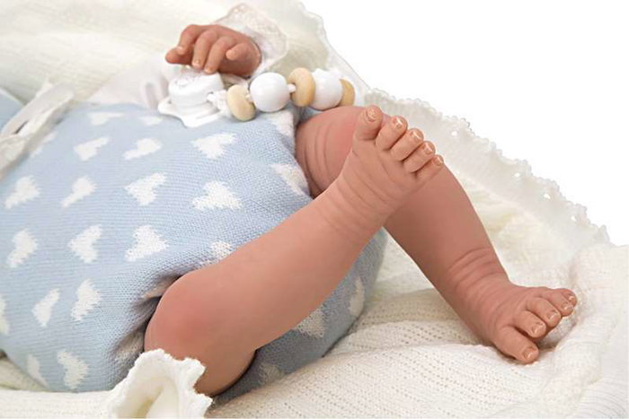 Muñecas Arias Reborn Arias - Poupée Reborn Ian 40 cm bleue avec couverture - Langue espagnol
