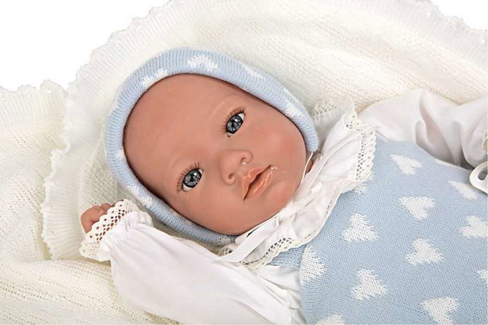 Muñecas Arias Reborn Arias - Poupée Reborn Ian 40 cm bleue avec couverture - Langue espagnol