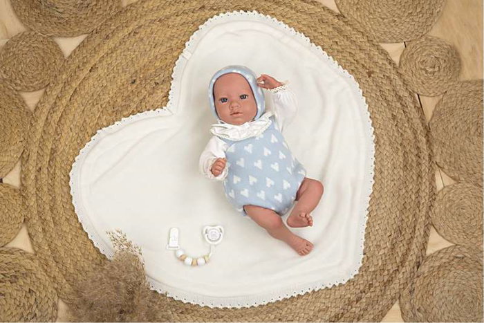Muñecas Arias Reborn Arias - Poupée Reborn Ian 40 cm bleue avec couverture - Langue espagnol