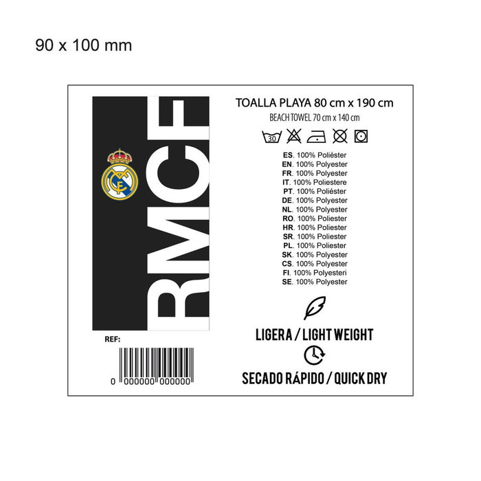 Serviette de plage Real Madrid C.F. Noir