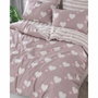 BigBuy Home Parure de couette King size Rose poussiéreuse et blanc, 3 pièces
