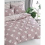 BigBuy Home Parure de couette King size Rose poussiéreuse et blanc, 3 pièces