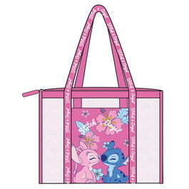 DISNEY - Sac de plage grillagé Angel & Stitch - 41 x 39 x 19 cm