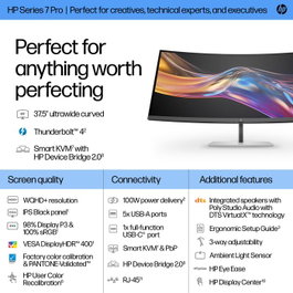 HP Écran WQHD+ Thunderbolt 4 HP Series 7 Pro 37,5 pouces - 738pu