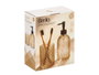 Berilo Set de 2 Distributeurs et Verre 410 ml Salle de Bains Ambré Diamant 16x28x8 cm Verre et Plastique (Set de 12)