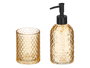 Berilo Set de 2 Distributeurs et Verre 410 ml Salle de Bains Ambré Diamant 16x28x8 cm Verre et Plastique (Set de 12)
