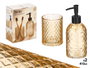 Berilo Set de 2 Distributeurs et Verre 410 ml Salle de Bains Ambré Diamant 16x28x8 cm Verre et Plastique (Set de 12)