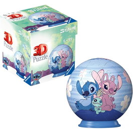 RAVENSBURGER Puzzle 3D Angel et Stitch Disney - Modèle à assembler en français - 54 pièces - Taille 8,1 x 8,1 x 8,1 cm
