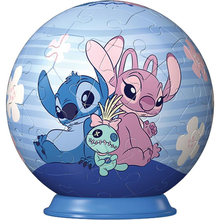 RAVENSBURGER Puzzle 3D Angel et Stitch Disney - Modèle à assembler en français - 54 pièces - Taille 8,1 x 8,1 x 8,1 cm