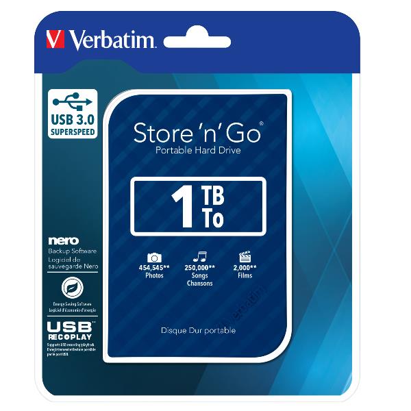 Verbatim Store 'n' Go 1To Disque Dur Externe 2.5 Pouces USB 3.2
