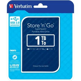 Verbatim Store'n'go - Disque dur externe portable 1 To Bleu - USB 3.0 - Alimentation par bus - Rétrocompatible USB 2.0