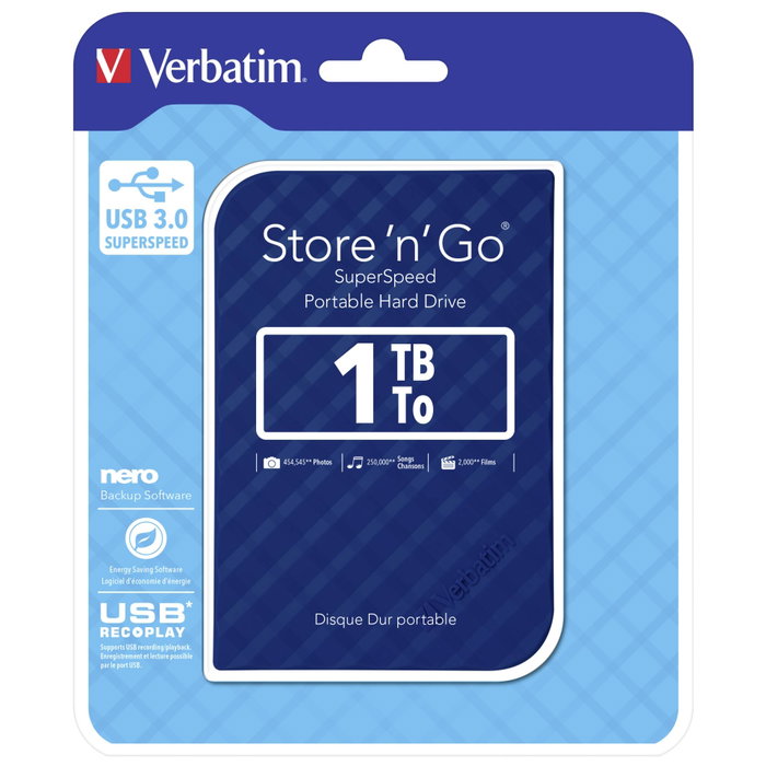 Verbatim Store n Go 1 To USB 3.0 Bleu Verbatim Store n Go 1 To USB 3.0 Bleu