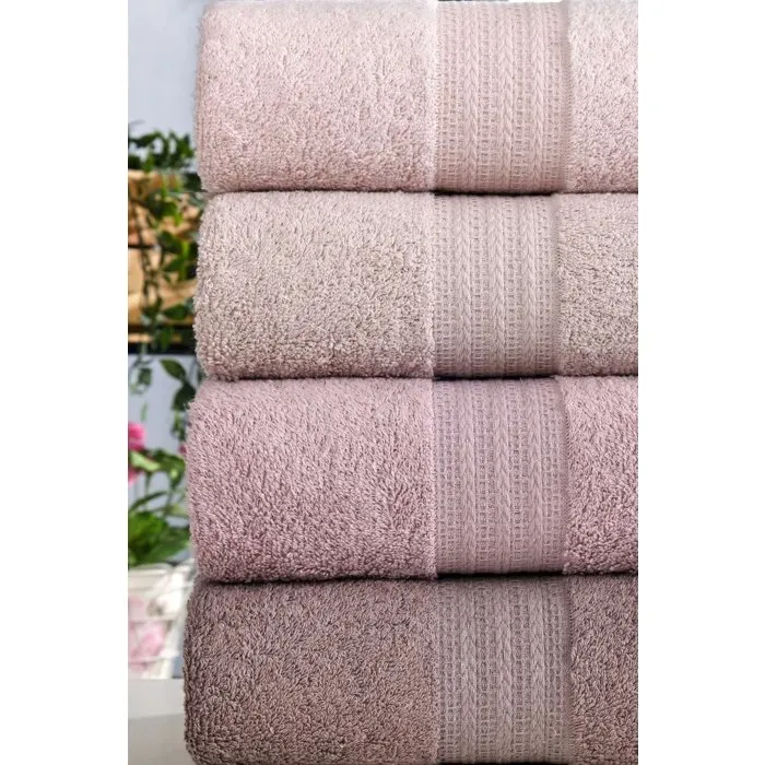 Serviettes de bain - Ensemble de 4 serviettes à main en coton 100% - 50 x 85 cm - Couleur poudre - Très absorbantes