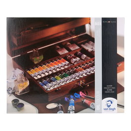 Van Gogh Set Superior de peintures à l'huile en caisse en bois, 34 couleurs et accessoires