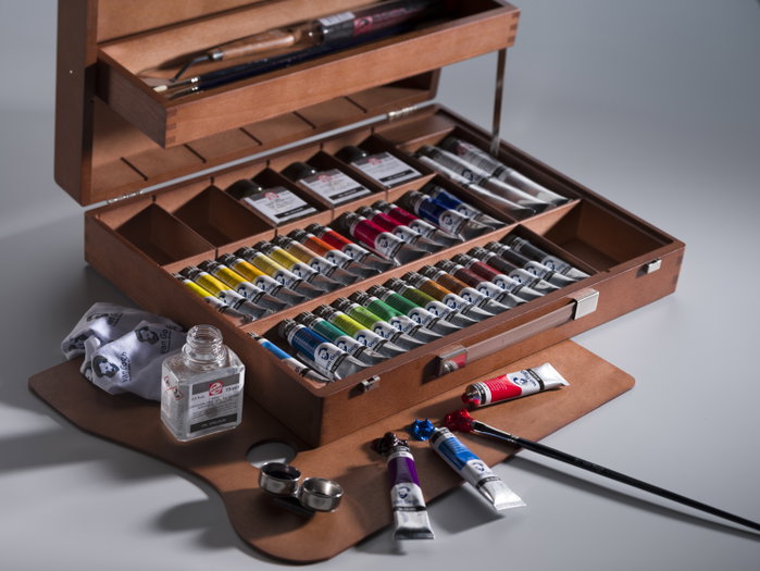 Van Gogh Set Superior de peintures à l'huile en caisse en bois, 34 couleurs et accessoires
