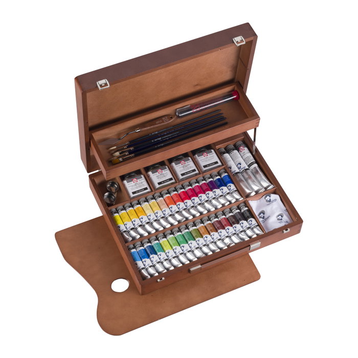 Van Gogh Set Superior de peintures à l'huile en caisse en bois, 34 couleurs et accessoires
